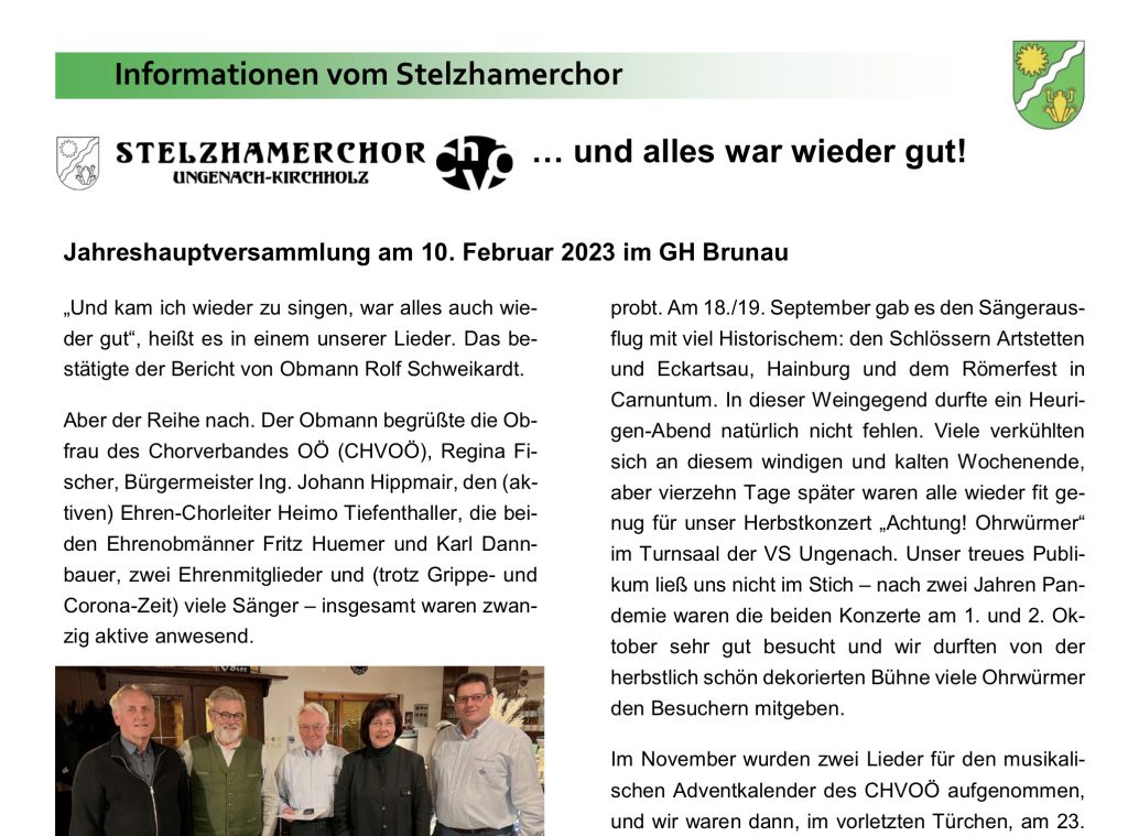 Jahreshauptversammlung 10.2.2023